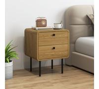 HOMCOM Bedside Table, Modern Nightstand with 2 Drawers Rounded Edges, Oak
