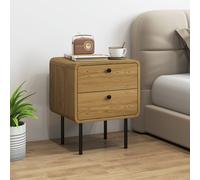 HOMCOM Bedside Table, Modern Nightstand with 2 Drawers Rounded Edges, Oak in Natural HOMCOM Natural