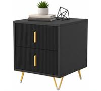 HOMCOM Bedside Table, Modern Nightstand with Hairpin Legs, Black