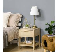 Bedside Table Nightstand Rattan Drawer Storage Shelf Bedroom HOMCOM Brown One Size