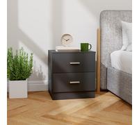 HomCom Bedside Table Nightstand – Modern Side Table with 2 Drawers, Black
