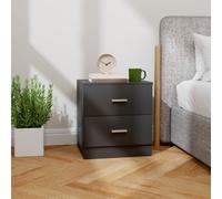 HOMCOM Bedside Table, Nightstand with 2 Drawers, Modern Side Table, Black