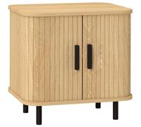 HOMCOM Bedside Table, Nordic Side Table with Roller Shutter Style Sliding Doors and Metal Legs for Bedroom, Living Room, Oak Tone Aosom UK