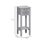 HOMCOM Bedside Table Set, End Table Set with Drawer and Storage Shelf, Grey