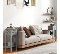 Homcom Bedside Table Set, End Table Set With Drawer And Storage Shelf, Grey