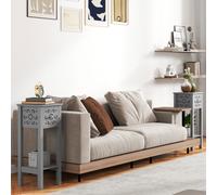 HOMCOM Bedside Table Set, End Table Set with Drawer and Storage Shelf, Grey, Grey