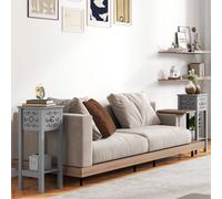 Homcom Bedside Table Set, End Table Set With Drawer And Storage Shelf, Grey Grey 2 Pack