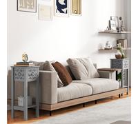 HOMCOM Side Table Set of 2, Bedside Table Set with Drawer and Storage Shelf, End Table Set with Elegant Flower-Shaped Design for Living Room Bedroom, Grey