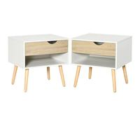 HOMCOM Bedside Table with Drawer & Shelf Nightstand Storage Chest in Brown HOMCOM Brown