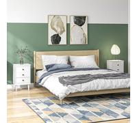 HOMCOM Bedside Table Set of 2, Bedside Cabinet with 3 Drawers, Modern Sofa Side Table, Nightstand for Bedroom, 40x30x64cm, White White