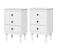 HOMCOM Bedside Table Set of 2, Bedside Cabinet w/ 3 Drawers, Modern Side Table,