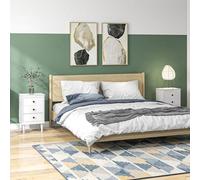 HOMCOM Bedside Table Set of 2, Bedside Cabinet with 3 Drawers, Modern Sofa Side Table, Nightstand for Bedroom, 40x30x64cm, White White