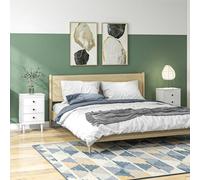 HOMCOM Bedside Table Set Of 2, Bedside Cabinet W/ 3 Drawers, Modern Side Table,, White