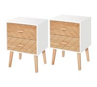 HOMCOM Bedside Table Set of 2, Bedside Cabinets with Pine Wood Legs, Natural | Size: 2 Pack HOMCOM Natural 2 Pack
