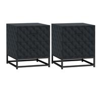 HOMCOM Bedside Table Set of 2 - Nightstand with 2 Drawers - Steel Legs - Black | TJ Hughes