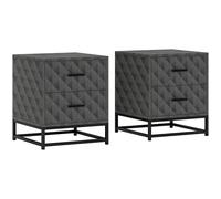 HOMCOM Bedside Table Set of 2 - Nightstand with 2 Drawers - Steel Legs - Grey | TJ Hughes