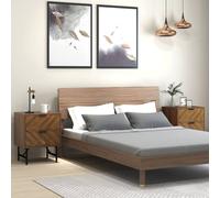 HOMCOM Bedside Table Set of 2, Side Tables with Metal Legs, Walnut | Size: 2 Pack HOMCOM Walnut 2 Pack