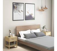 Homcom Bedside Table Set Of 2 With Rattan Drawer And Storage Shelf, Natural Natural