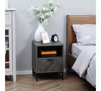 HOMCOM Bedside Table, Sofa Side Table W/ Drawer and Shelf Living Room, Bedroom - Dark Grey