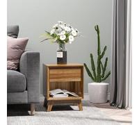 Homcom Bedside Table Storage Organizer Side Table With Drawer And Shelf Bedroom