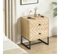 HOMCOM Bedside Table 2 Drawer Unit Nightstand Bedrom Wood Metal Handles in Brown HOMCOM Brown