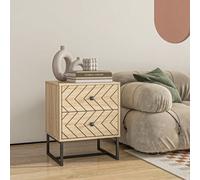 HOMCOM Bedside Table Unit Unique Zig Zag Design w/ Black Metal Handles Melamine