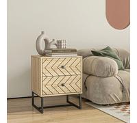 Homcom Bedside Table 2 Drawer Unit Nightstand Bedrom Wood Metal Handles In Brown Brown One Size