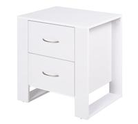 HOMCOM 2 Drawer Modern Boxy Bedside Table - White, White