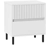 HOMCOM Bedside Table With 2 Drawers And Steel Legs For Bedroom - Grey/White - White | TJ Hughes