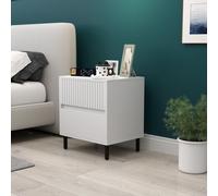 Homcom Bedside Table With 2 Drawers And Steel Legs For Bedroom, White