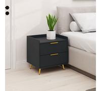 Homcom Bedside Table With 2 Drawers For Bedroom, Living Room, Black