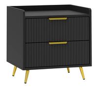 HOMCOM Bedside Table with 2 Drawers for Bedroom, Living Room, Black