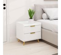 HOMCOM Bedside Table with 2 Drawers for Bedroom - Living Room - White | TJ Hughes
