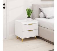 Homcom Bedside Table With 2 Drawers For Bedroom, Living Room, White, White