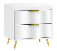 HOMCOM Bedside Table with 2 Drawers for Bedroom, Living Room, White