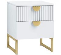 HOMCOM Bedside Table with 2 Drawers for Bedroom - Living Room - White | TJ Hughes