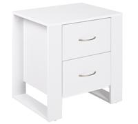 HOMCOM Bedside Table with 2 Drawers, Modern Boxy Design, Elevated Base, Melamine Finish, Bedroom Storage, White Aosom UK