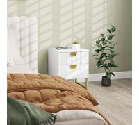 Homcom Bedside Table With 2 Drawers, Modern Side Table, White