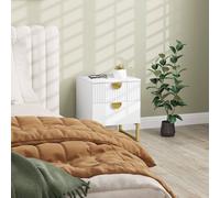 Homcom Bedside Table With 2 Drawers, Modern Side Table, White