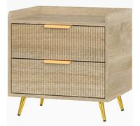 HOMCOM Bedside Table with 2 Drawers, Natural Wood Finish HOMCOM Natural