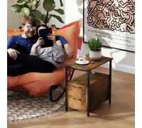 Homcom Bedside Table With Charging Station For Living Room, Rustic Brown