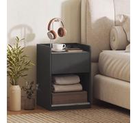 Homcom Bedside Table With Drawer And Open Shelf, Black And Grey Wood Effect