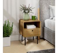 Homcom Bedside Table With Drawer And Shelf, Modern Bedside Cabinet, Oak In Natural Natural