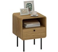 Homcom Bedside Table With Drawer And Shelf, Modern Bedside Cabinet, Oak In Natural Natural
