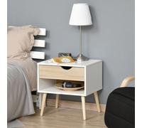 Homcom Bedside Table With Drawer And Shelf Nightstand Storage Chest For Bedroom