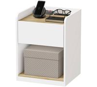 HOMCOM Bedside Table with Drawer & Shelf, White & Oak HOMCOM Multicolor