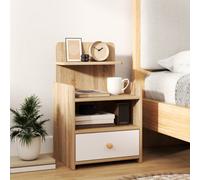 Homcom Bedside Table With Drawer For Bedroom, Living Room, Natural Wood Effect