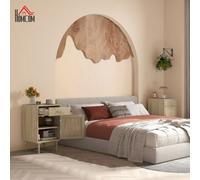 Homcom Bedside Table With Rattan Drawer, Cabinet And Adjustable Shelf, Natural