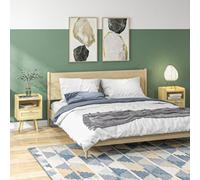 HOMCOM Bedside Tables, Set Of 2, Boho Side End Table W/ Drawer, Storage Compartment