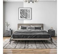 HOMCOM Bedside Tables Set of 2, Modern Bedside Table Nightstand with 2 Drawers, Bedside Cabinet Sofa Side Table with Storage, Steel Legs for Bedroom, Living Room, Grey Grey